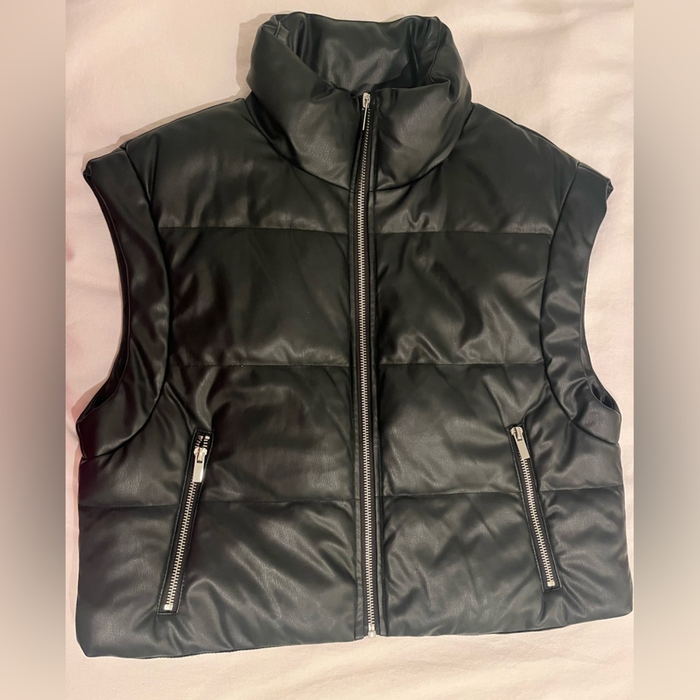 Zara Black Leather Vest